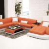 Annika U-soffa XL - Orange med vita detaljer - M&M Collection