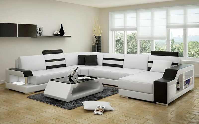 Maria U-soffa - Vit med svarta detaljer - M&M Colelction