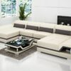 Pernilla Dubbel Divansoffa - Beige med bruna detaljer