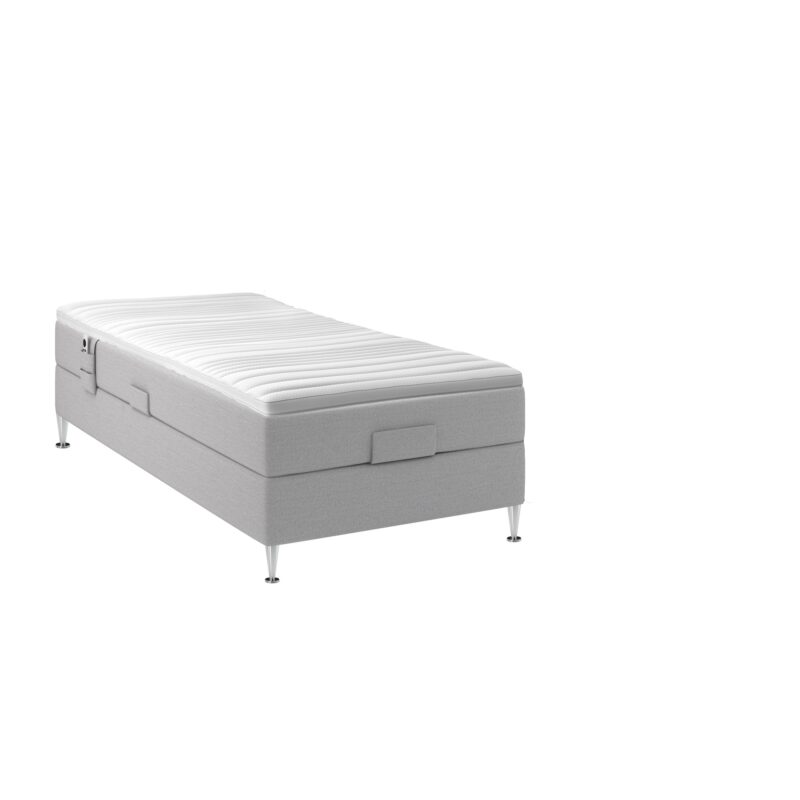 Safir ställbar säng, 90x200 cm - Ljusgrå, med champagne ben
