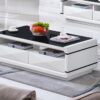 Nirvana soffbord - Vita detaljer med svart glas, Folkets Möbler