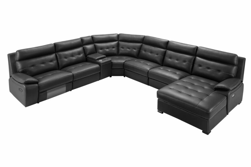 Virgin biosoffa med recliner - U-soffa - Svart skinn