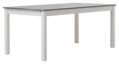 Kantri matbord 175x90 (cm) - Vit med toppskiva i grå massiv björk - Pohjanmaan