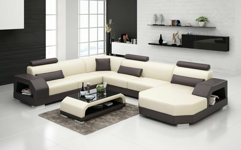 Country U-soffa - Beige med bruna detaljer - M&M Collection