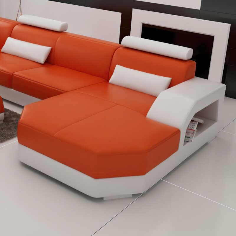 Country U-soffa - Orange med vita detaljer - Divan