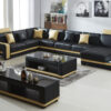 Madison U-soffa - Svart med gula detaljer