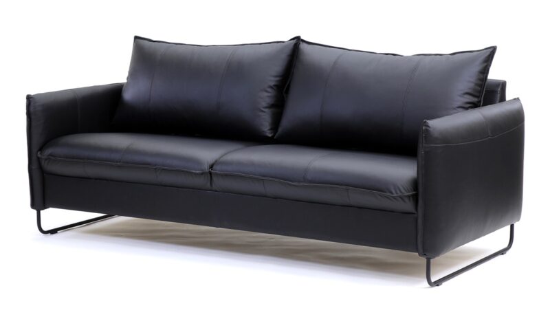 Chic soffa i svart läder - Pohjanmaan - Folkets Möbler