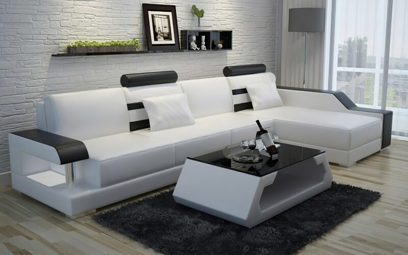 Maria divansoffa - Vit med svarta detaljer - Design soffa divan