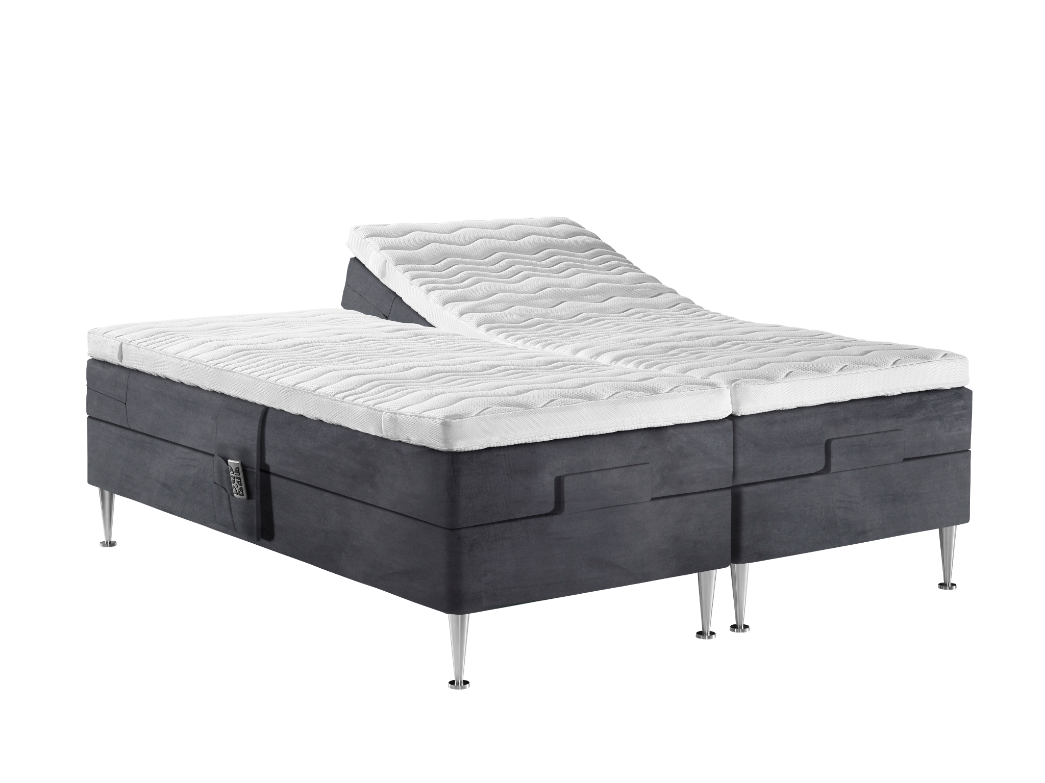 Safir ställbar säng i grå sammet - Kinnabädden - Folkets Möbler