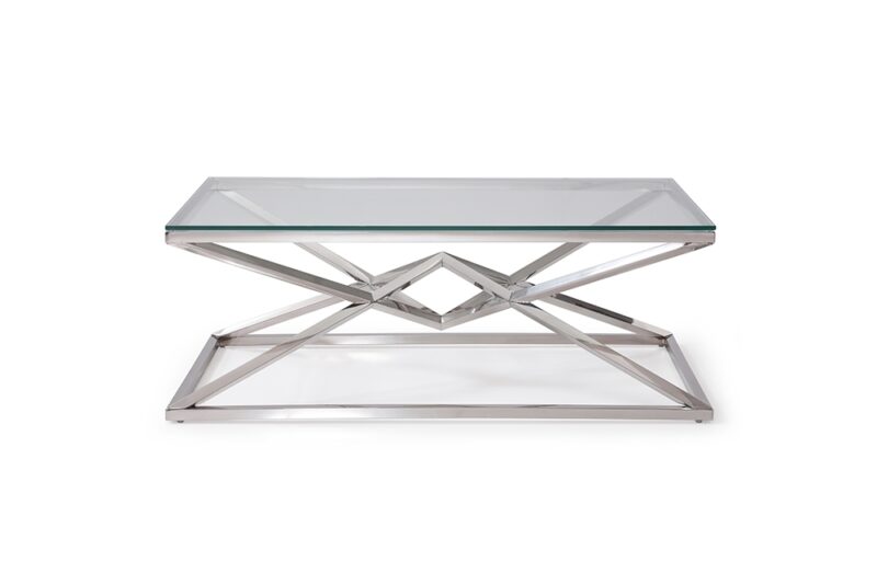 Style soffbord i glas med silver underrede