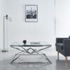 Style soffbord kvadrat - 100x100 cm, Glas med krom underrede