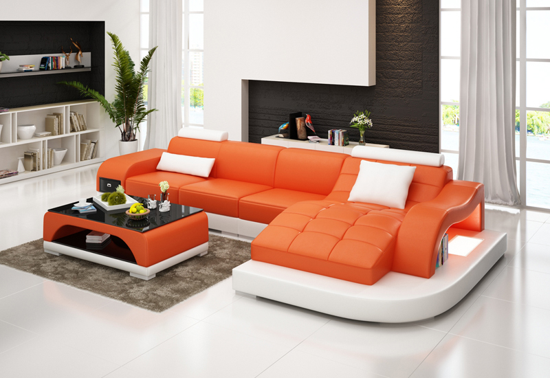 Annika divansoffa - Orange med vita detaljer - M&M Collection