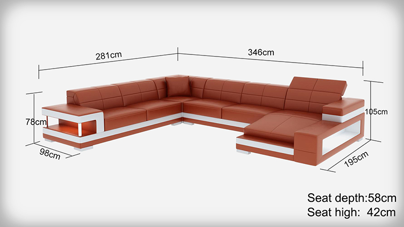 Rome design U-soffa - Mått