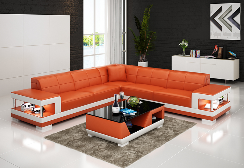 Rome hörn soffa - Orange med vita detaljer