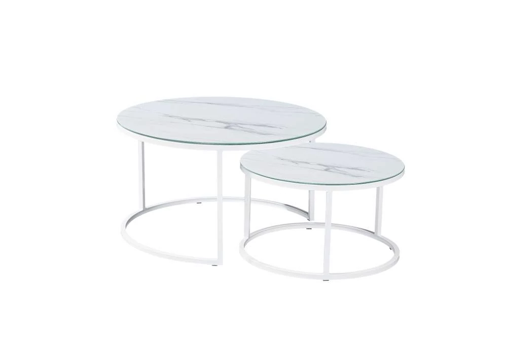 Albany modernt soffbord, satsbord med vit marmor glas