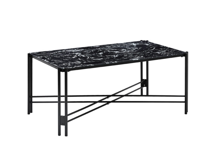 Bergamo soffbord - Svart marmor glasskiva med svart underrede - 135x85 cm - Folkets Möbler