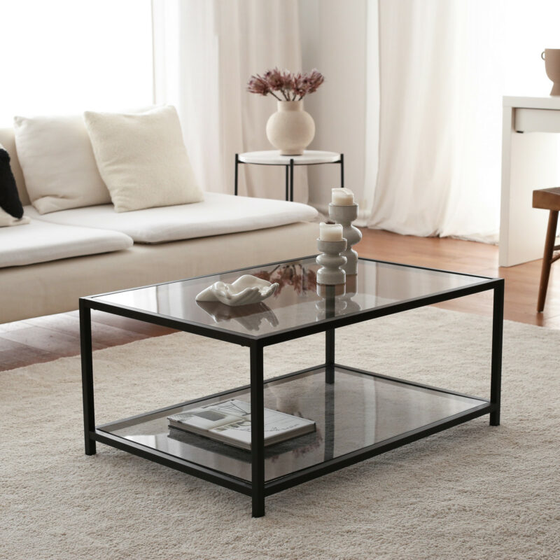 Alvir soffbord - Glas med svart underrede - Folkets Möbler