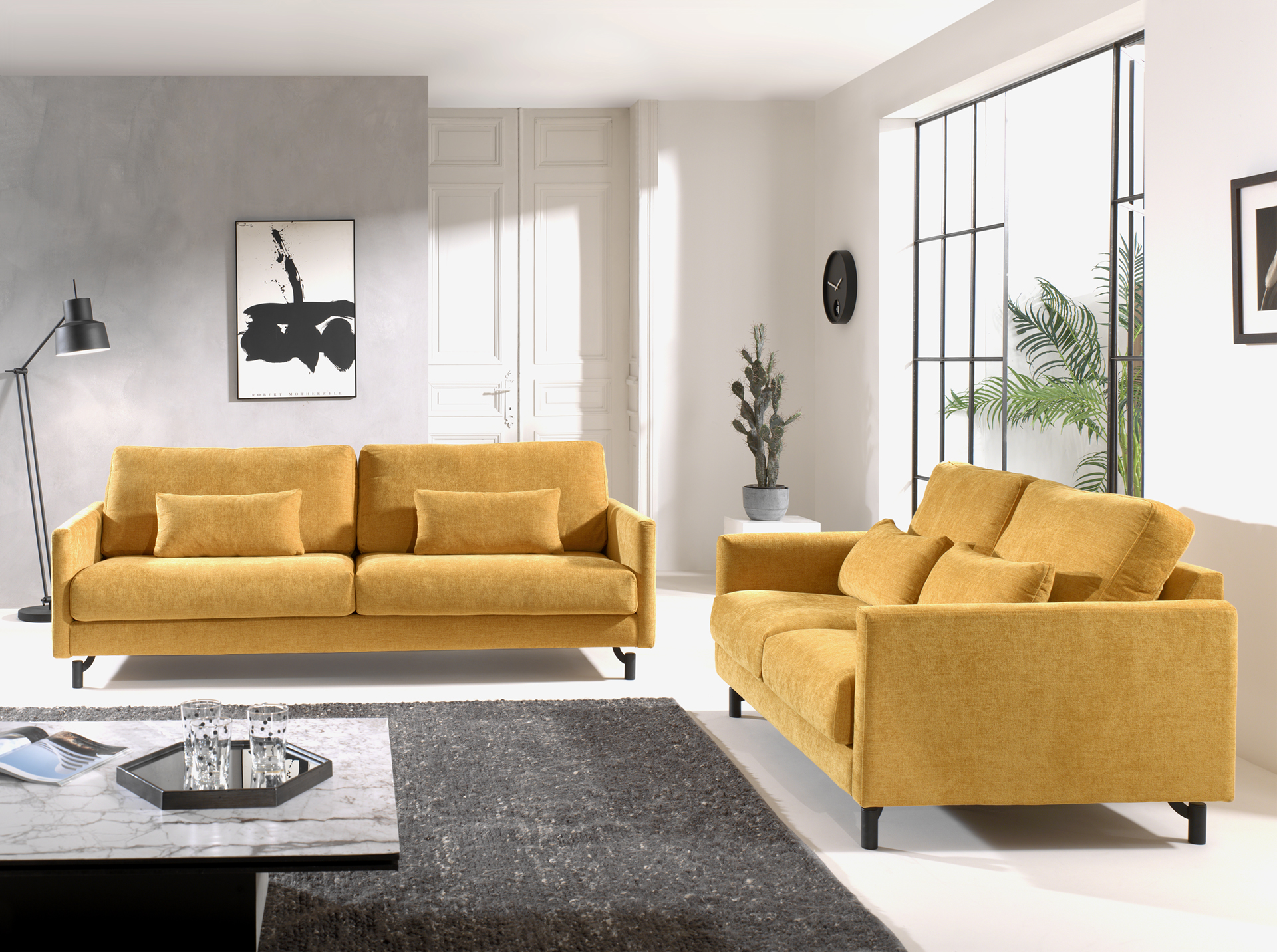 Assari soffa - 3-sits + 2-sits, City 46 Moutarde - Folkets Möbler
