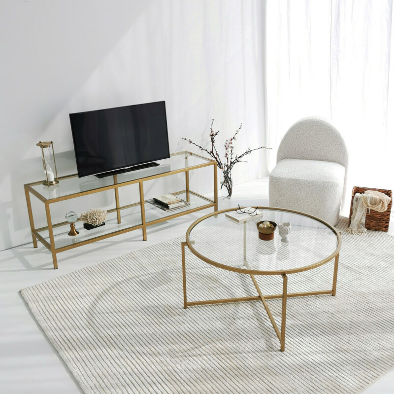 Francis soffbord - Klart glas med guldfärgat underrede - Miljö hem