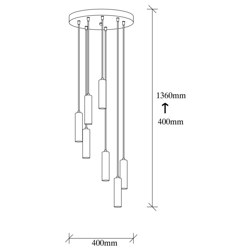 Marignane design taklampa - Industriell takbelysning - Justerbar höjd - Mått