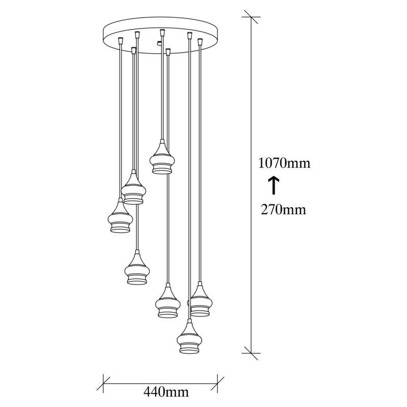 Muret design taklampa - Industriell takbelysning, justerbar höjd - Mått