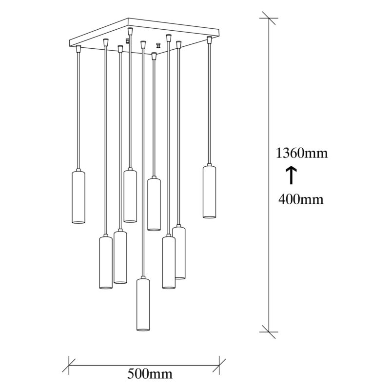 Orly design taklampa - Justerbar höjd - Mått
