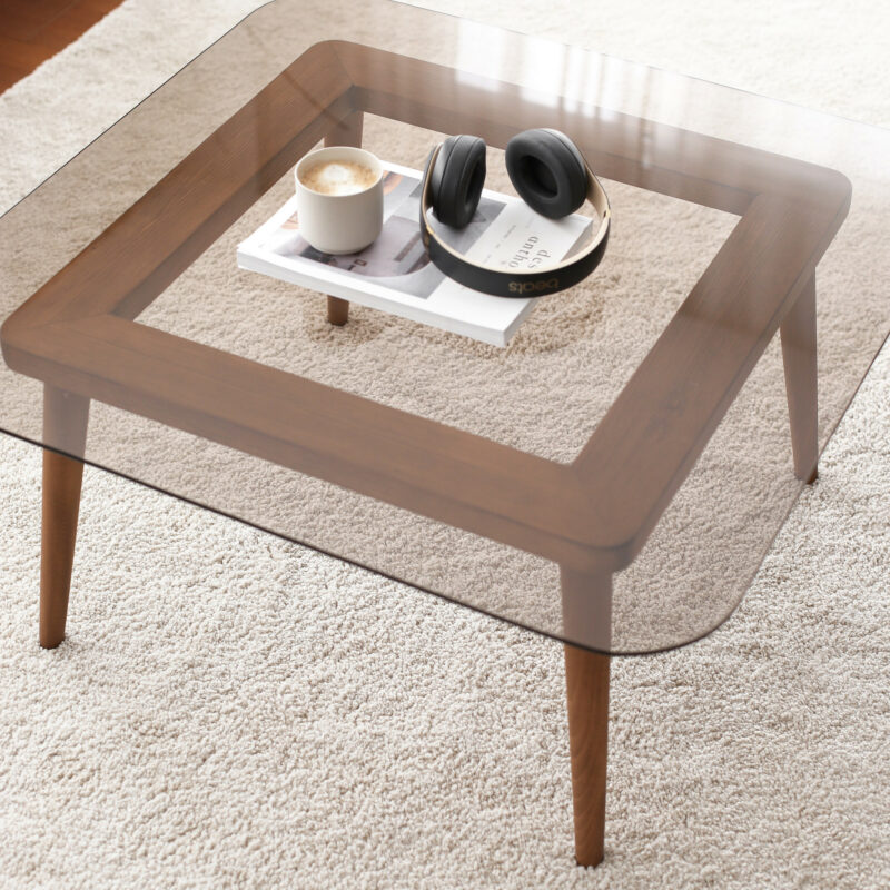 Soho kvadratiskt soffbord - Furuträ med rökfärgat glas