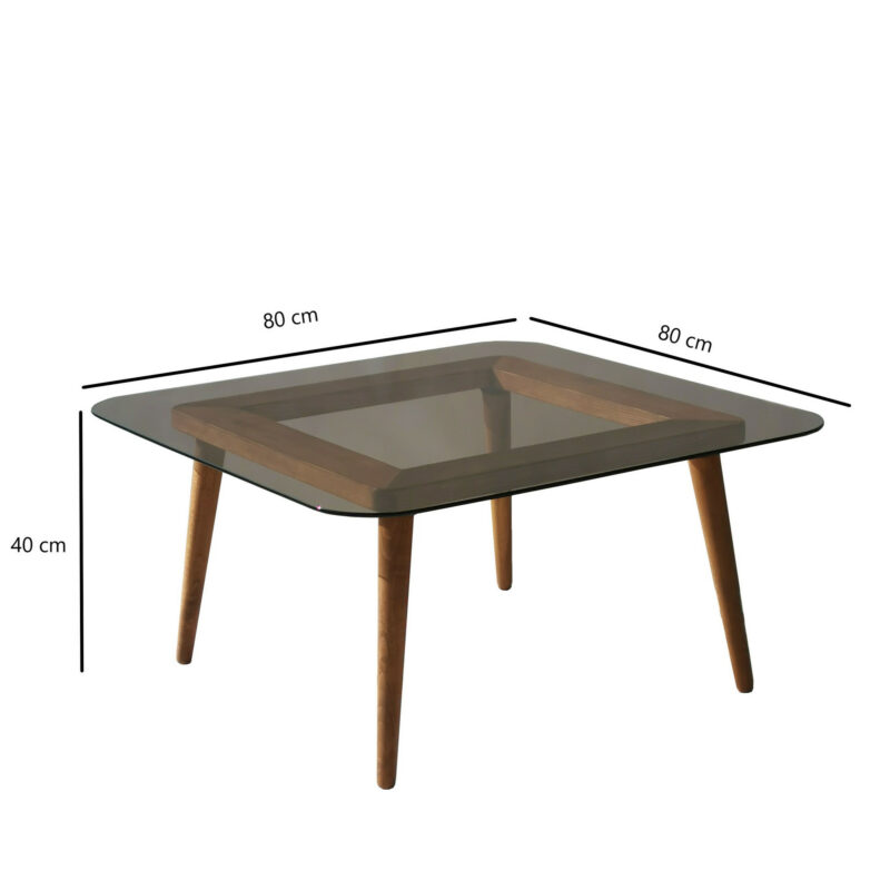Soho kvadratiskt soffbord med rökfärgad glasskiva - Mått