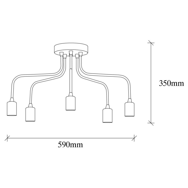 Vichy taklampa - Takbelysning i svart metall, industriell - Mått