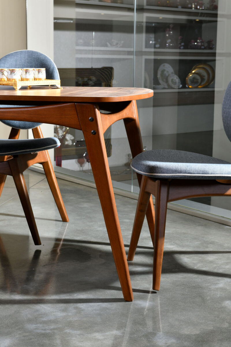 Vera matbord och matstol blå linne - Detalj