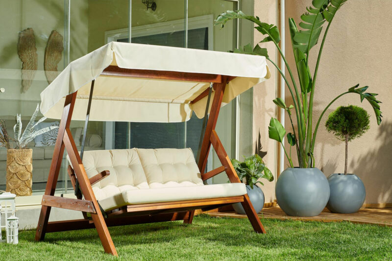 Fager hammock - Trädgårdssoffa med soltak i äkta furuträ