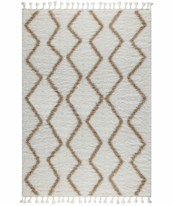 Mesa matta - Ryamatta i vit och beigea detaljer - 160x230 cm