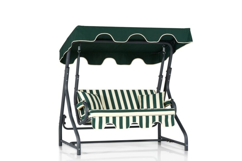 Muriel hammock - Svart metall med grönt tyg och mörkgrönt soltak