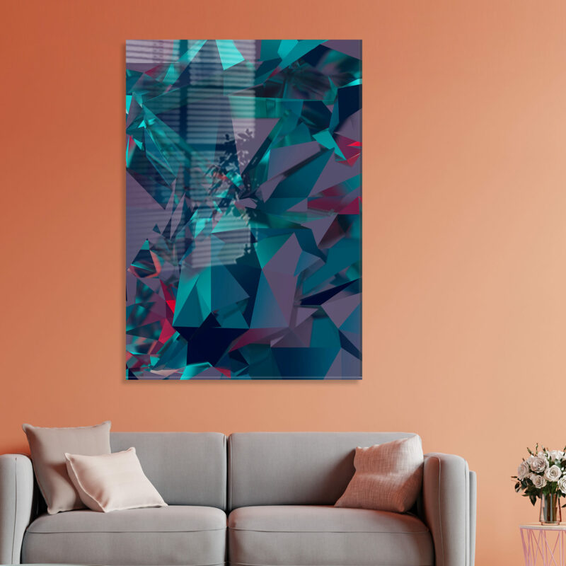 Glastavla Purple Abstract - Tavla med mönster, abstrakt konst - Orange vägg