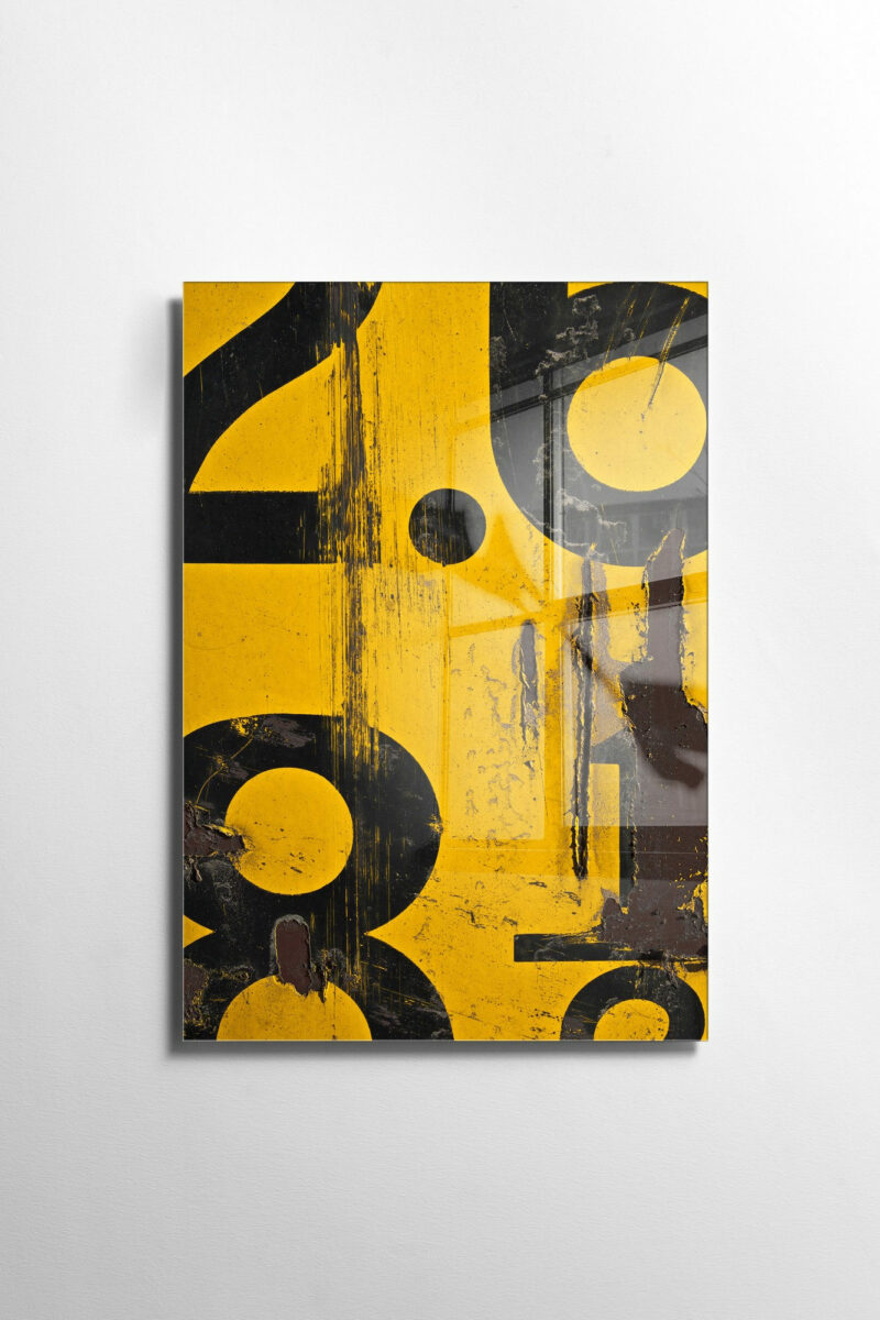 Gnarly glastavla - Motiv med siffror i gul bakgrund