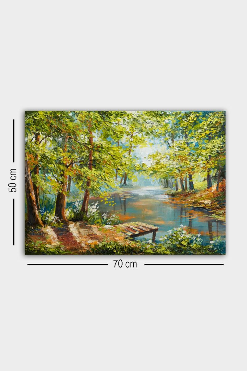 Skogen landskap - Tavla, canvas - Träd, grönska, vatten - Mått 70x50 cm