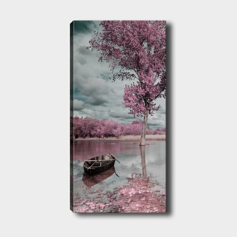 The Pink Forest - Canvastavla, vatten, natur, rosa träd