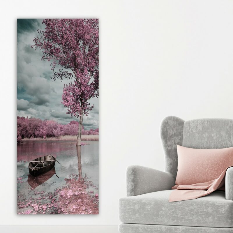 The Pink Forest - Canvastavla, vatten, natur, rosa detaljer - Miljö
