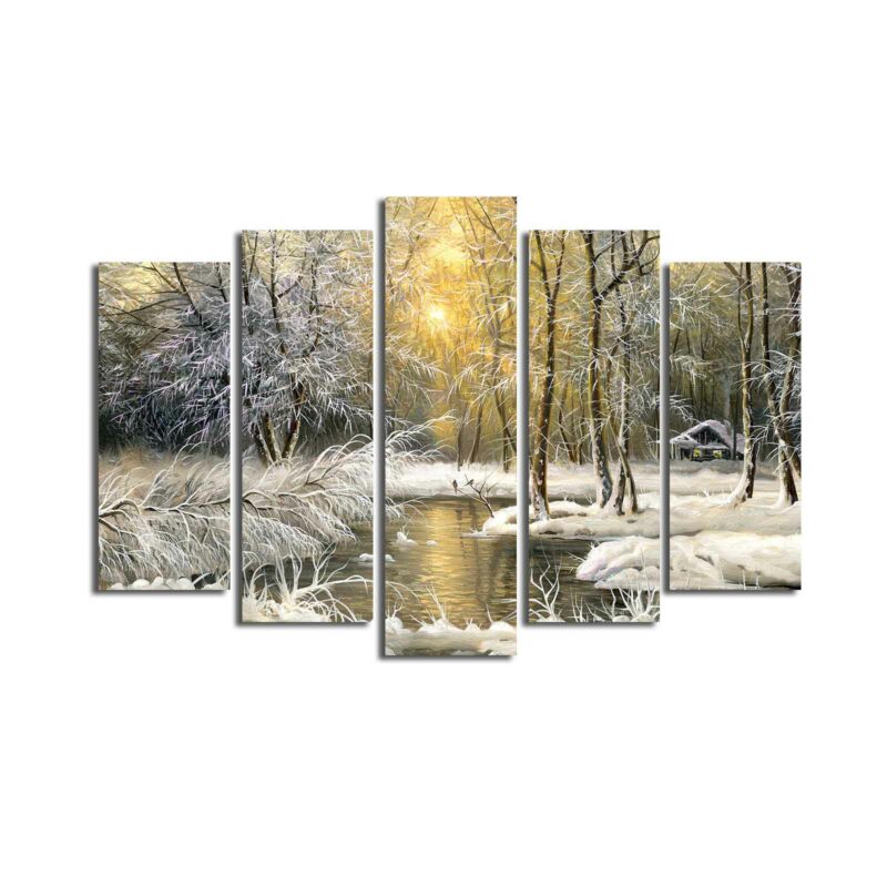 Vintermorgon, 5 st. tavlor - Tavelset (canvas)