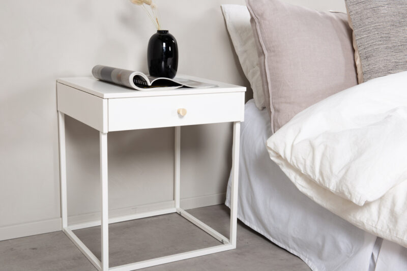 Bakal sängbord, vit stål - Nattduksbord