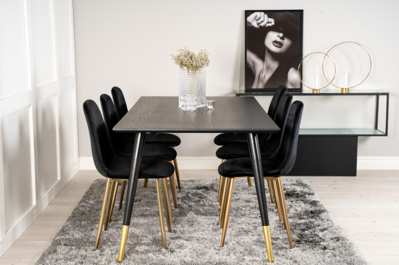 Dipp matbord med ben i svart och guld - Folkets Möbler