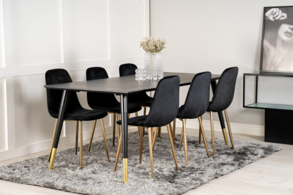 Dipp matbord med ben i svart och guld - Hemmiljö