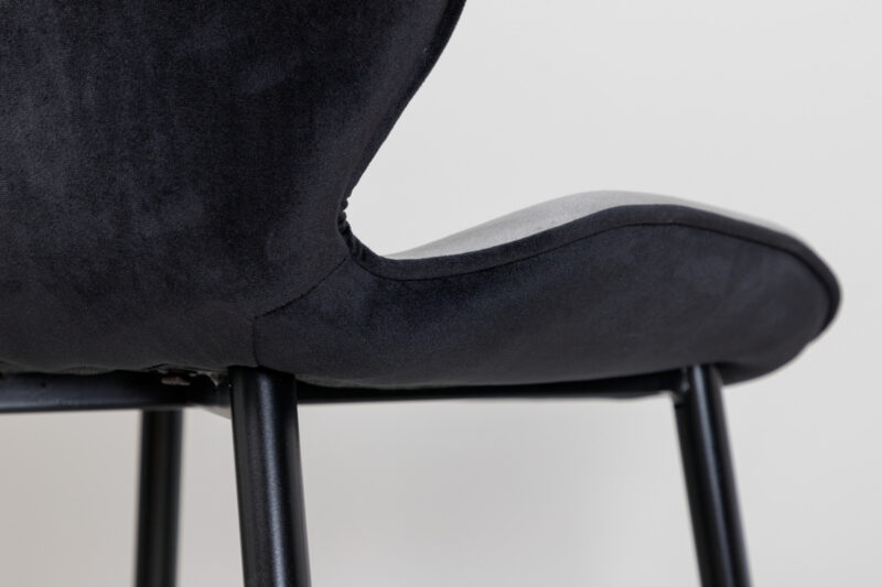 Emma matstol - Svarta ben med svart och ljusgrå sammet - Detalj underrede
