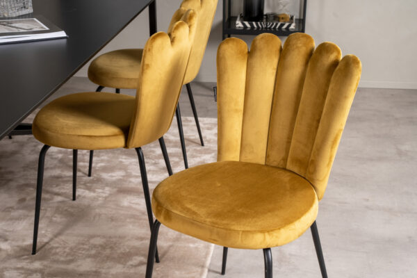 Limhamn Light matstol - Guld sammet med svarta ben - Detalj