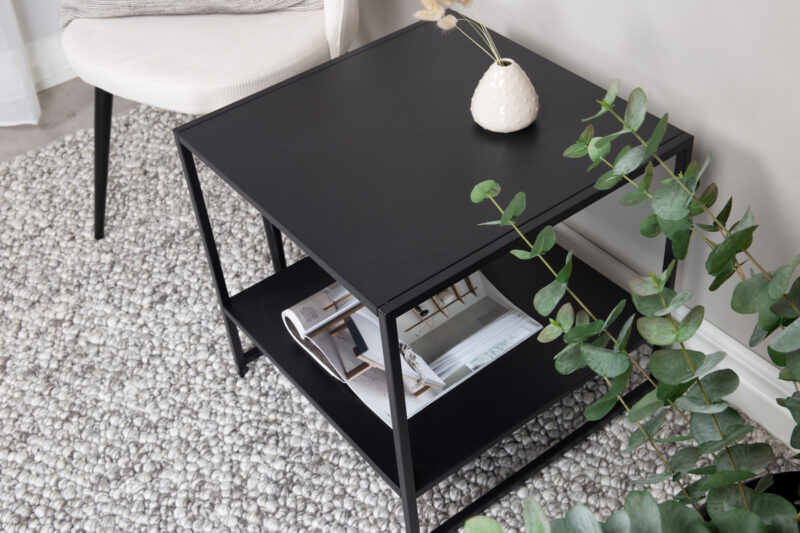Staal sidobord, nattduksbord, sängbord i svart stål - Hemmiljö