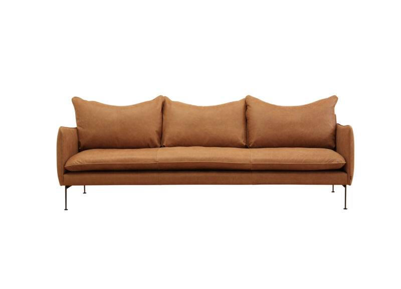 Vision 3-sits soffa i skinn med hel stomme - Skinn: Vintage Cognac